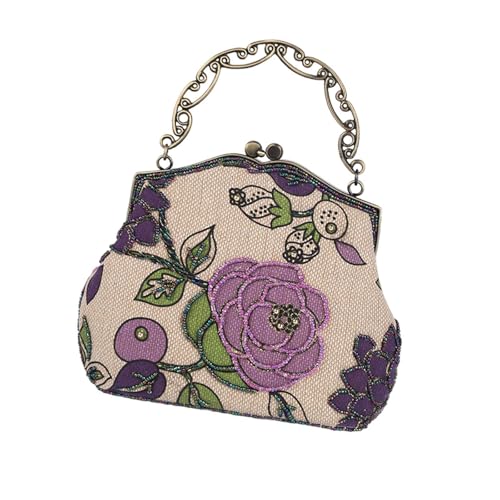 UxicRuya Handgefertigte Tasche mit Perlenstickerei für Damen, Umhängetasche für Geburtstagsgeschenke und Bankette, Lila UxicRuya Handgefertigte Tasche mit Perlenstickerei für Damen, Umhängetasche für Geburtstagsgeschenke und Bankette, Lila von UxicRuya