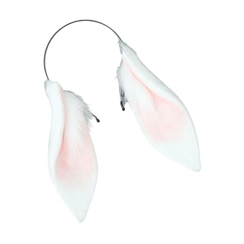 UxicRuya Kaninchen Ohren Stirnband Pelzigen Realistische Simulation Tier Ohren für Party Karneval, Weiß Und Rosa von UxicRuya