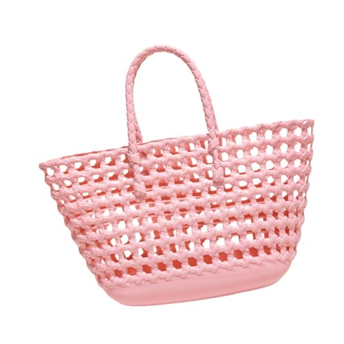 UxicRuya Leichte Gewebte Einkaufstasche für Damen, Ideal für Den Strand, Zum Einkaufen, für Picknicks Und Den Urlaub, Rosa von UxicRuya