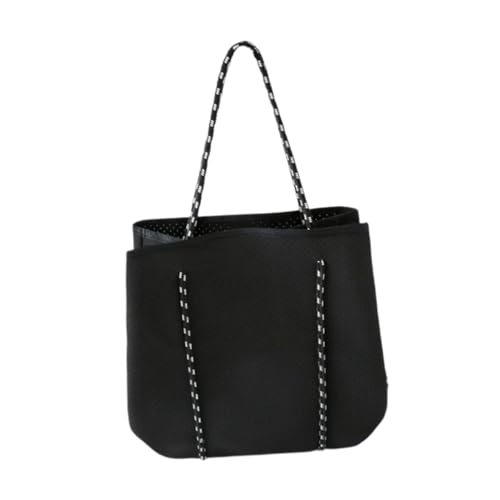 UxicRuya Neopren Tasche Strand Tote Tasche mit Innen Tasche Pool Tasche Handtasche mit Löchern für Reisen, Schwarz von UxicRuya