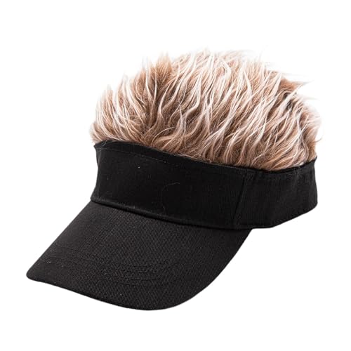Neuartiges Visier mit Haarkappe Und Schirmperücke, Verstellbare Baseballmütze, Schwarze Mütze CoffeeHair, Universal- von UxicRuya