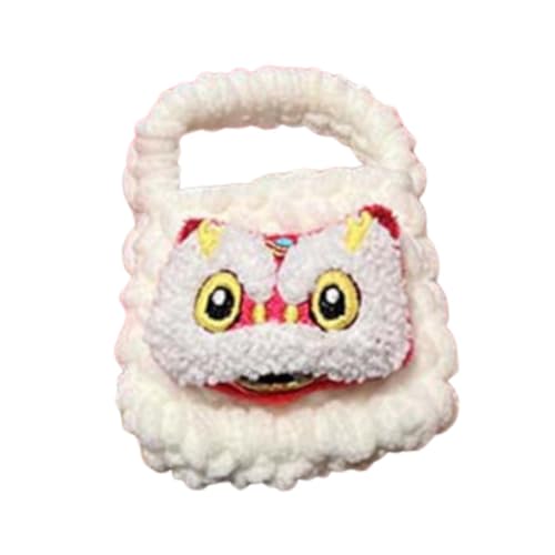 UxicRuya Niedliche Handtasche, Kopfhörertasche, stilvolle Aufbewahrungskarten, multifunktionale Geldbörse, Geldbeutel, Kleingeldhalter für Kinder, Weißer Lockiger Drache von UxicRuya