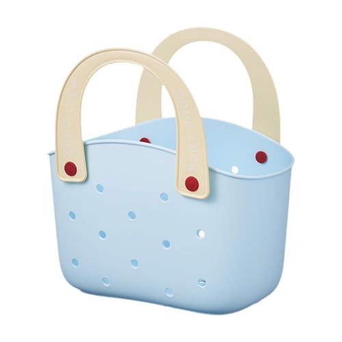 UxicRuya Offene Strandtasche, Tragbarer Badekorb, Leicht zu Reinigende Handtasche, Mehrzweck Bade Organizer, Loch Strandtasche für Den Strand, Blau von UxicRuya