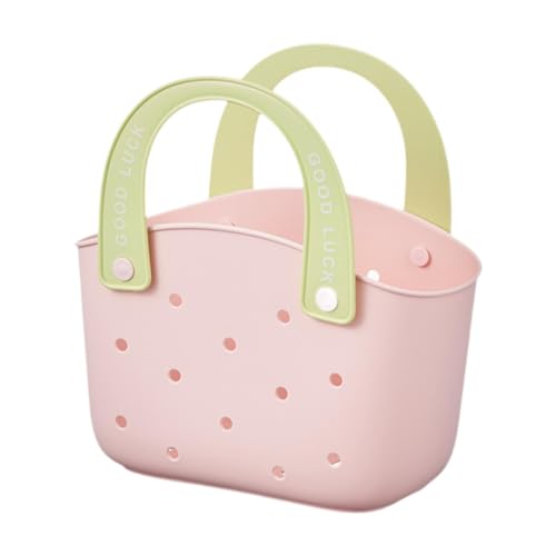 UxicRuya Offene Strandtasche, Tragbarer Badekorb, Leicht zu Reinigende Handtasche, Mehrzweck Bade Organizer, Loch Strandtasche für Den Strand, Rosa von UxicRuya