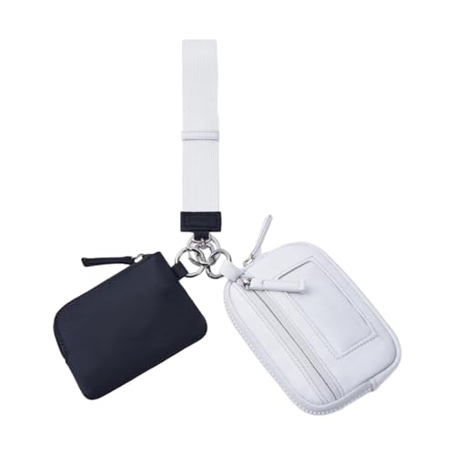 UxicRuya Schlüsselbund Armband Geldbörse Kartenlager Gelegenheitsorganisator Frauen Männer kleine Brieftasche mit Schlüsselring zum Trekking -Dating -Fischen, Schwarzgrau von UxicRuya