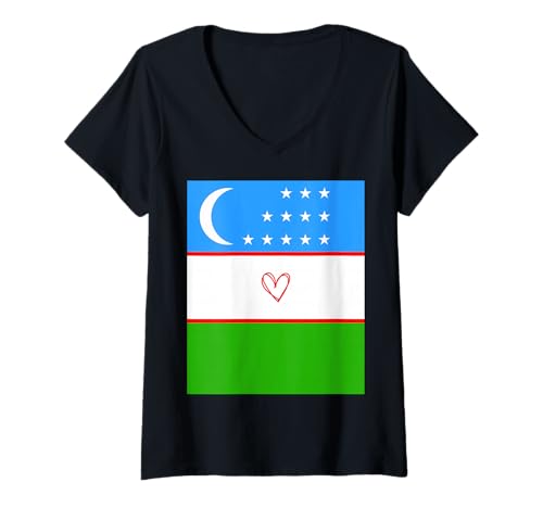 Damen Usbekische Flagge Usbekisches Herz Stolzer Erbe Nationalfeiertag T-Shirt mit V-Ausschnitt Damen Usbekische Flagge Usbekisches Herz Stolzer Erbe Nationalfeiertag T-Shirt mit V-Ausschnitt von Uzbekistan Flag Uzbek Proud National Gifts Idea