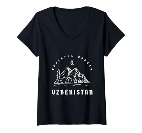 Damen Jugend wandern Usbekistan Urlaub Reisen T-Shirt mit V-Ausschnitt Damen Jugend wandern Usbekistan Urlaub Reisen T-Shirt mit V-Ausschnitt von Uzbekistan Outdoor Traveling Designs