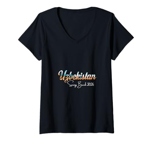 Damen Usbekistan Spring Break 2026 Urlaubsreisen T-Shirt mit V-Ausschnitt Damen Usbekistan Spring Break 2026 Urlaubsreisen T-Shirt mit V-Ausschnitt von Uzbekistan Spring Break Clothes T-Shirts