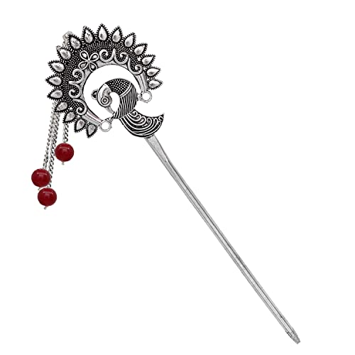 V L IMPEX VLHP31MRN Haarspange für Dutt, Designer-Metall-Haarnadel für Damen, Pfauen-Design von V L IMPEX