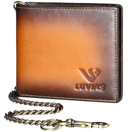 V LUVIAS Herren-Geldbörse mit Kette, Braun, Retro von V LUVIAS
