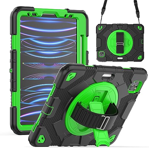 V-MOTA 27,7 cm (10,9 Zoll) Flat Protect Spider kompatibel mit iPad Pro 11 2. / 3. Generation 2021 / 2020 / 2018, Air 4. / 5. 2022, stoßfestes, tragbares, um 360 Grad drehbares Gummiband, von V-MOTA