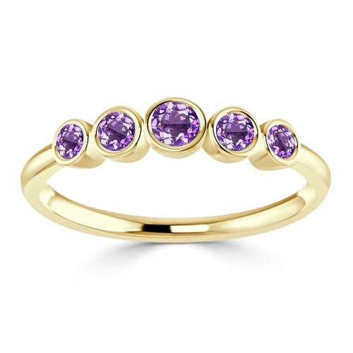 V-Mart Jewellery Amethyst, Kunststein, rund, 1 Mikron, vergoldete Ringe – Mikron vergoldete Violette Amethyst-CZ-Edelsteinringe – Pavé-Fassung, Geschenk für Mama, Geburtstag, Nagelring V-Mart Jewellery Amethyst, Kunststein, rund, 1 Mikron, vergoldete Ringe – Mikron vergoldete Violette Amethyst-CZ-Edelsteinringe – Pavé-Fassung, Geschenk für Mama, Geburtstag, Nagelring von V-Mart Jewellery