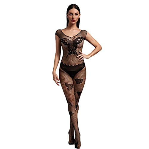 V-TiNG Sexy Schmetterling Bodystocking Catsuit Body Dessous Reizwäsche aus Netz Schwarze Netzstrümpfe unterwäsche Ouvert Netz Negligees Lingerie damen erotik set von V-Ting