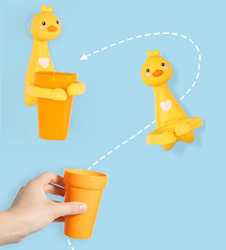 Kinder Zahnbürstenhalter Zahnbecherhalter Weihnachts Geschenk Cartoon Tiere Bad Badezimmer Becher Glas Badekugel Zahnpasta Halter Halterung Zahnbürsten-Waschset mit 1x Kostenlose Zahnbürste (Ente) von V-Ting