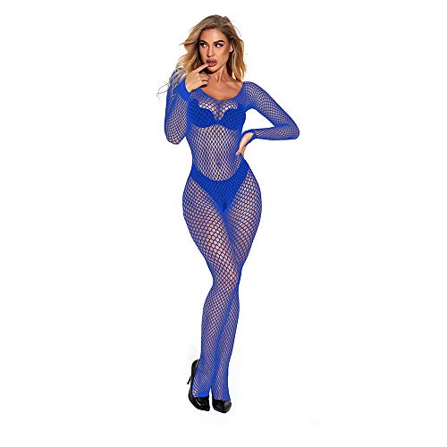 V-Ting Catsuit Bodystockings ouvert Sexy Frauen Fischnetz Open Crotch Mesh Strumpfhose Dessous Erotic Bodysuit Nachtwäsche Jumpsuit mit Fingerschnalle Damen set von V-Ting