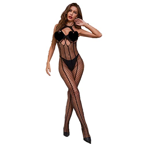 V-Ting Sexy Bodystocking Catsuit Body Dessous Reizwäsche aus Netz Schwarze Netzstrümpfe unterwäsche Ouvert Netz Negligees Lingeriedamen erotik set von V-Ting