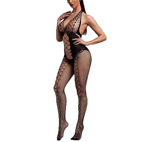 V-Ting Sexy unterwäsche dessous damen erotik set Netz durchsichtiges Bodystocking bodysuit catsuit Nachtwäsche (Schwarz Y, S/M/L) von V-Ting