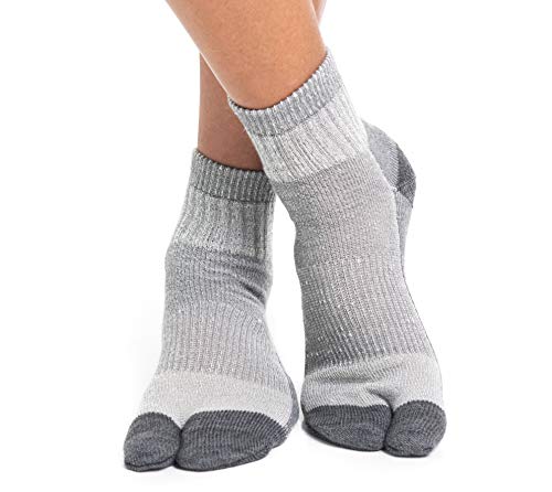 V-Toe Wool Warm Flip Flop Tabi Socks Outdoor Indoor Stylish Big Toe Hiking Or Casual Men, Womens, Girls Boys Light Grey von V-TOE SOCKS