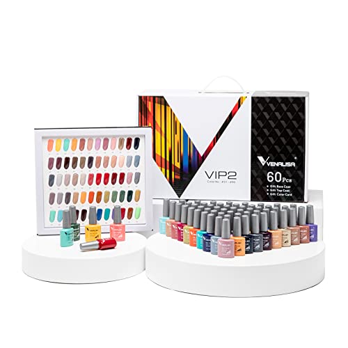 VENALISA 65 PCS Gel Nagellack Set mit Top Base Coat and Matte top coat, Soak Off UV Gel Nail Polish Set mit UV Farbgel für Gelnägel Perfekt Für Nail Art Nagel Design von V VENALISA