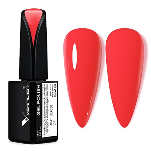 VENALISA UV Nagellack Koralle orange 15ml Gel Nagellack für UV Nagellampe Transparent Coral Orange Gel Nail Polish Gel Nageldesigns für DIY Nageldesign von V VENALISA