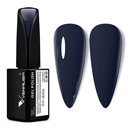 VENALISA UV Nagellack Navy blau 15ml Gel Nagellack anfänger für UV Nagellampe Langlebige Maniküre Nagelgellack Soak Off Nail Gel Polish Schellack Navy Blue von V VENALISA