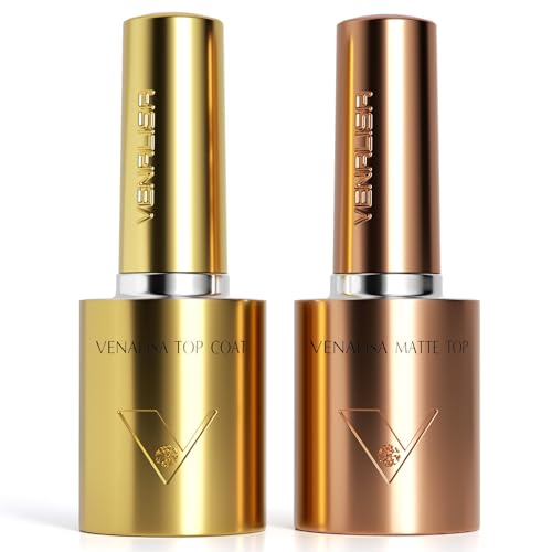 VENALISA Überlack No Wipe Top Coat und Matt Top Coat Set Gel UV Nagellack High Gloss Long Lasting Nail Polish Starter Manicure Salon DIY at Home von V VENALISA