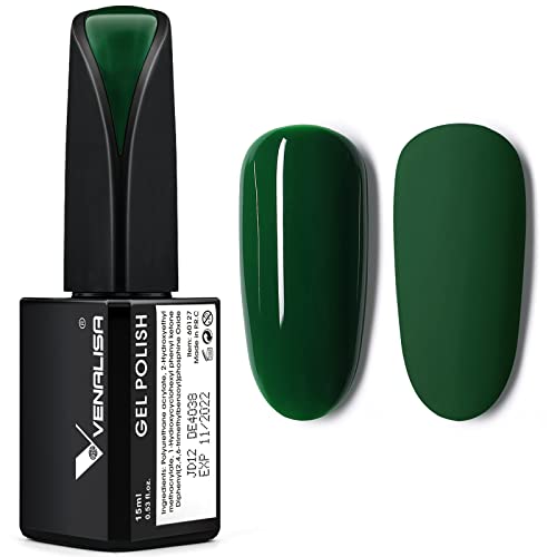 VENALISA UV Nagellack Dunkelgrün Gellack Nagellack Gel für UV Nagellampe Langlebige Maniküre Nagelgellack Soak Off Nail Gel Polish green 15ml von V VENALISA