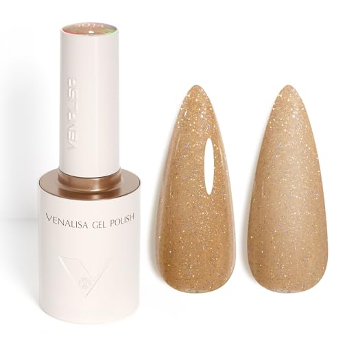 VENALISA UV Negellack Natur Goldbrauner Glitzer Gellack UV Gel Nail Polish Klassischer und All MatchStil für Valentinstag Hochzeit Dating Weihnachtswochenende 10ml von V VENALISA