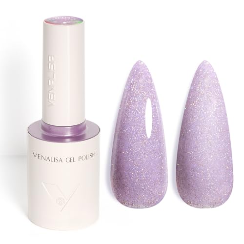 VENALISA UV Negellack Natur Heller lila Glitzer Gellack UV Gel Nail Polish Klassischer und All MatchStil für Valentinstag Hochzeit Dating Weihnachtswochenende 10ml von V VENALISA