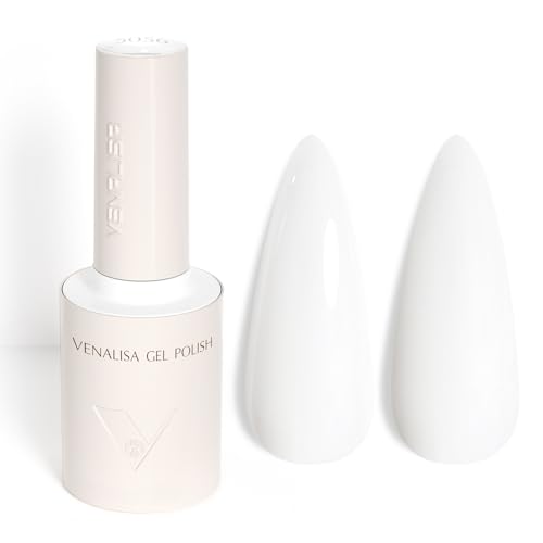 VENALISA UV Negellack Natur Reines Weiß Gellack UV Gel Nail Polish Klassischer und All MatchStil für Valentinstag Hochzeit Dating Weihnachtswochenende 10ml von V VENALISA