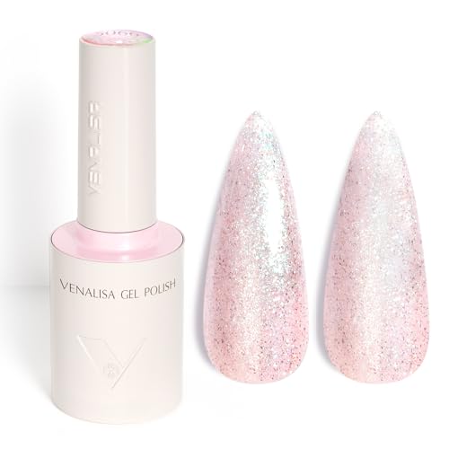 VENALISA UV Negellack Natur Rosa Glitzer Gellack UV Gel Nail Polish Klassischer und All MatchStil für Valentinstag Hochzeit Dating Weihnachtswochenende 10ml von V VENALISA