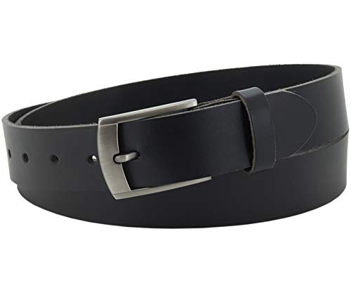 Vascavi ® Ledergürtel aus Büffelleder, schwarz, 3,5 cm breit und ca. 0,4 cm stark, kürzbar, echt Leder, Made in Germany, für Damen und Herren #3,5-0011vl (105 cm Gesamtlänge 120 cm) von V Vascavi