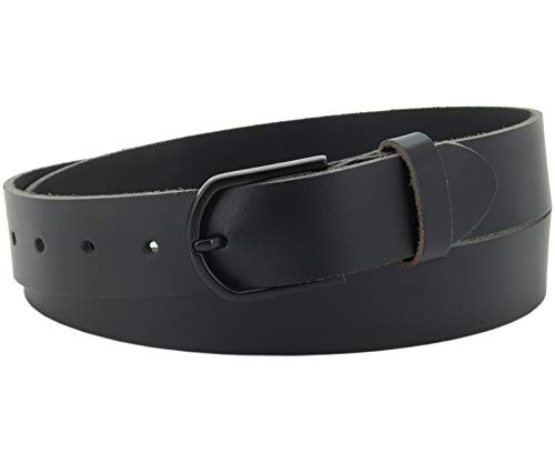 Vascavi ® Ledergürtel aus Rindleder, 3,5 cm breit und ca. 0,3 cm stark, echt Leder Gürtel, Made in Germany, kürzbar, für Damen und Herren #3,5-0022 (95 cm Gesamtlänge 110 cm, Schwarz) von V Vascavi
