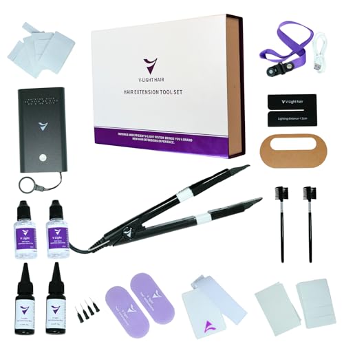 V-Light Haarverlängerungsset inkl. Online-Schulung und Zertifikat | 15W UV Extensions | Das V Light Hair Extensions Set | Komplettpaket für einfache Haarverlängerung für Damen von V light