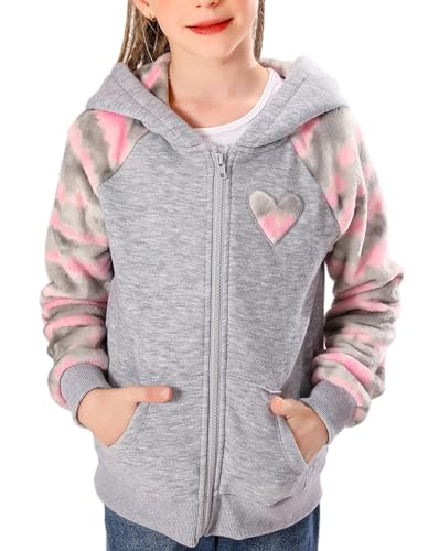 V.&GRIN Fleecejacke Kinder mit Kapuze Langarm Kuschelige Sweatjacke Mädchen Zip Up Hoodie Herbst Kapuzenpullover Coole Kleidung Gr.105 bis 155cm V.&GRIN Fleecejacke Kinder mit Kapuze Langarm Kuschelige Sweatjacke Mädchen Zip Up Hoodie Herbst Kapuzenpullover Coole Kleidung Gr.105 bis 155cm von V.&GRIN