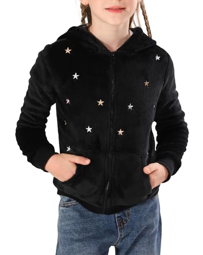 V.&GRIN Fleecejacke Kinder mit Kapuze Langarm Kuschelige Sweatjacke Mädchen Zip Up Hoodie Herbst Kapuzenpullover Coole Kleidung Gr.105 bis 155cm von V.&GRIN