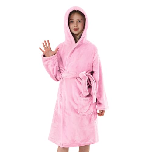 V.&GRIN Mädchen-Fleece-Bademantel, weicher Fuzzy-Bademantel mit Kapuze für Kleinkinder für Kinder von 3–14 Jahren (Rosa9–10 V.&GRIN Mädchen-Fleece-Bademantel, weicher Fuzzy-Bademantel mit Kapuze für Kleinkinder für Kinder von 3–14 Jahren (Rosa9–10 von V.&GRIN