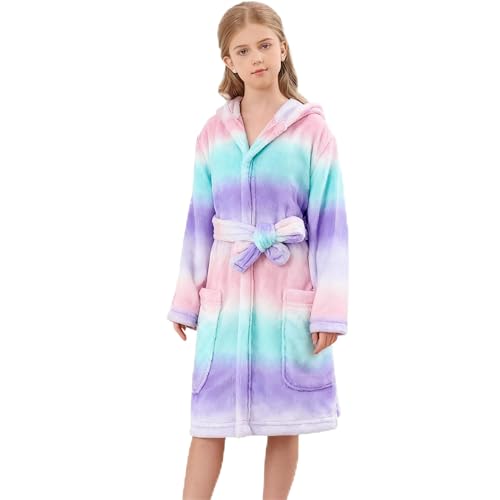 V.&GRIN Mädchen-Fleece-Bademantel, weicher Fuzzy-Bademantel mit Kapuze für Kleinkinder von 3–14 Jahren (Galaxy 9–10) von V.&GRIN