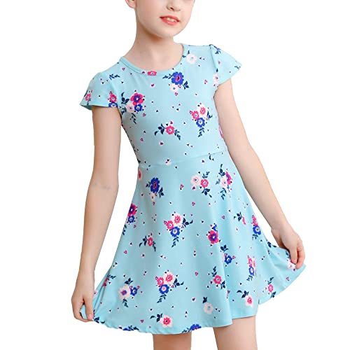 V.&GRIN Mädchenkleider Floral Soft Twirly Kurzarm Partykleid für Kleinkinder Kinder 3-8 Jahre von V.&GRIN