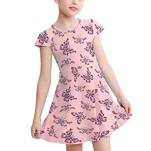 V.&GRIN Mädchenkleider Floral Soft Twirly Kurzarm Partykleid für Kleinkinder Kinder 3-8 Jahre von V.&GRIN