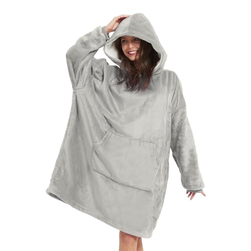 V.&GRIN Hoodie Decke Damen & Kinder Oversized Fleece Kuschelpullover Blanket Coole Sweatshirt Mädchen Geshenke Familie Pyjama 110 bis 180cm von V.&GRIN