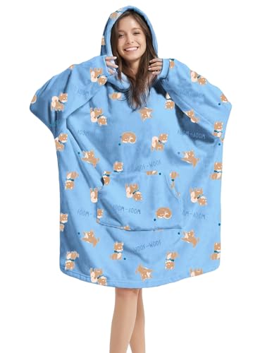 V.&GRIN Hoodie Decke Damen & Kinder Oversized Fleece Kuschelpullover Blanket Coole Sweatshirt Mädchen Geshenke Familie Pyjama 110 bis 180cm von V.&GRIN