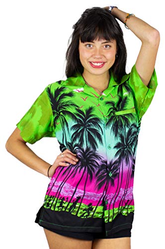 V.H.O. Funky Hawaiibluse, Hawaiihemd, Kurzarm, Beach, Grün, XL von V.H.O.