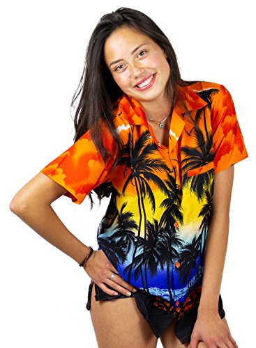 V.H.O. Funky Hawaiibluse, Hawaiihemd, Kurzarm, Beach, Orange, L von V.H.O.