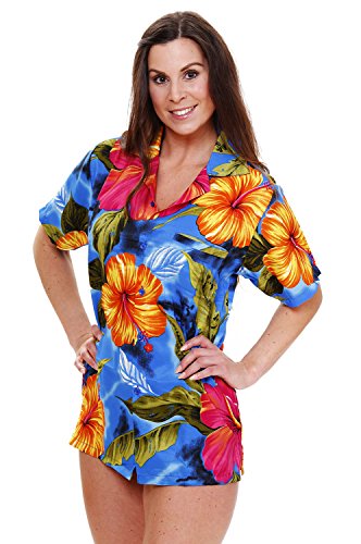 Funky Hawaiihemd Hawaiibluse, Big Flower, hellblau, S von V.H.O.