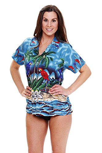 V.H.O. Funky Hawaiihemd Hawaiibluse, Papagei, türkis, XL von V.H.O.