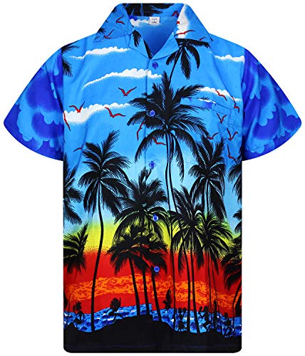 V.H.O. Funky Hawaiihemd, Kurzarm, Beach, blau, 3XL von V.H.O.