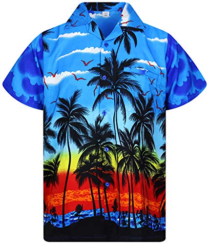 V.H.O. Funky Hawaiihemd, Kurzarm, Beach, blau, 4XL von V.H.O.