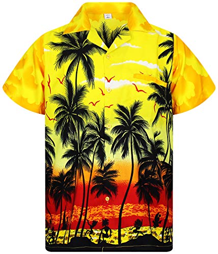V.H.O. Funky Hawaiihemd, Kurzarm, Beach, gelb, L von V.H.O.