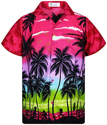 V.H.O. Funky Hawaiihemd, Kurzarm, Beach, pink, XS von V.H.O.